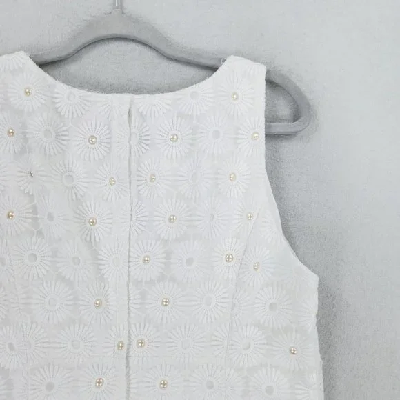 Lilly Pulitzer Dress Womens 12 Resort White Nicci Pinwheel Organza Floral Lace - Picture 15 of 16